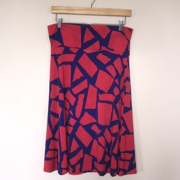 LuLaRoe Red & Blue “Simply Comfortable” Skirt Size Medium - Picture 3 of 5